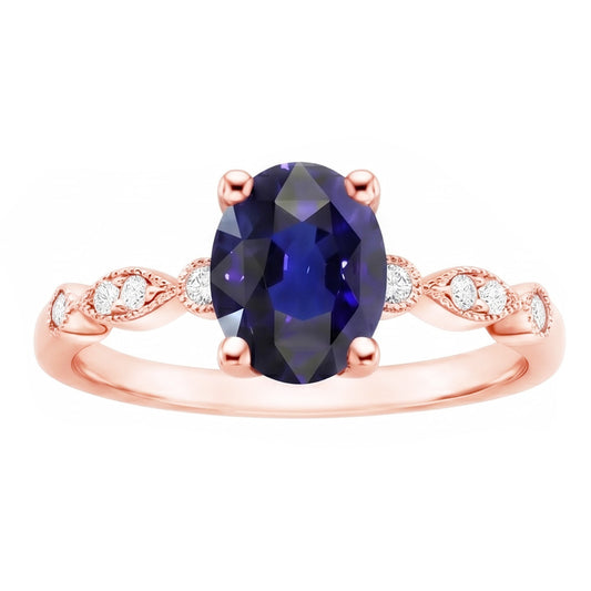 Bague Saphir Naturel 4 Carats - Or Rose 14K