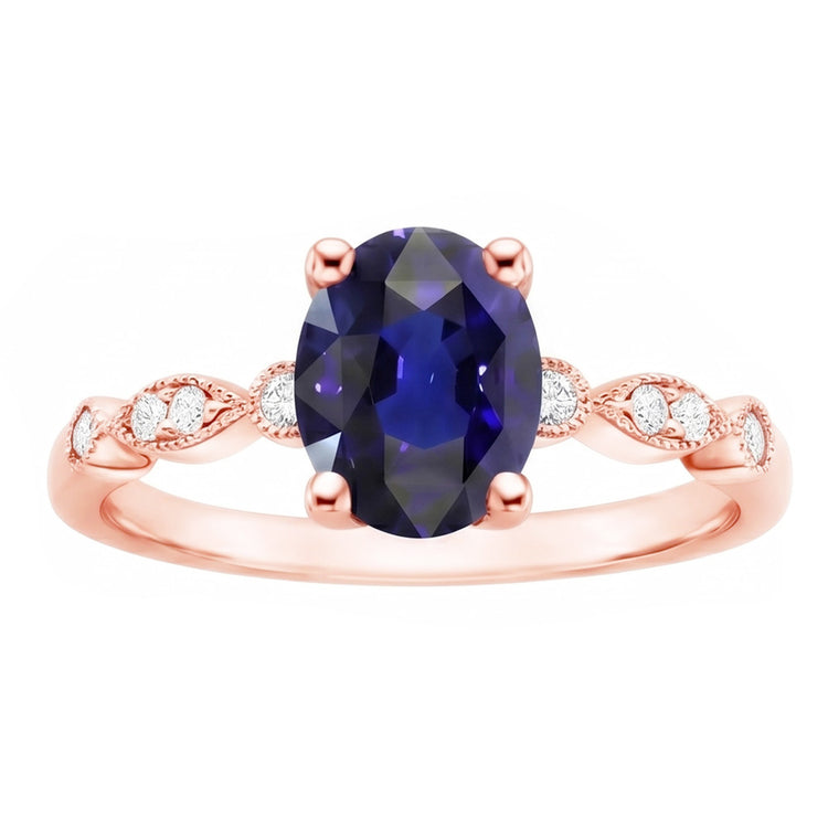 Bague Saphir Naturel 4 Carats - Or Rose 14K