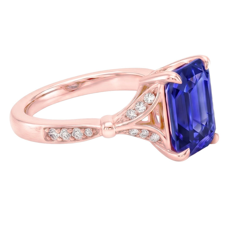Bague Saphir Naturel 4 Carats - Or Rose 14K