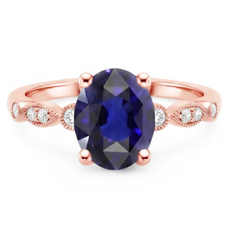 Bague Saphir Naturel 4 Carats - Or Rose 14K