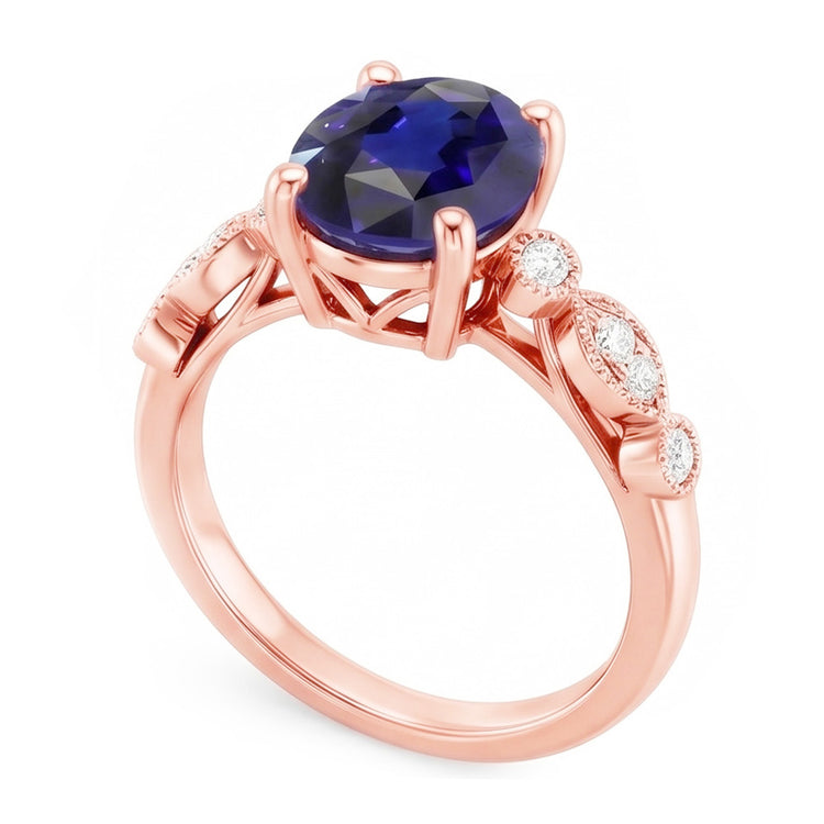 Bague Saphir Naturel 4 Carats - Or Rose 14K