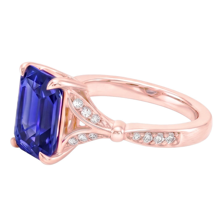 Bague Saphir Naturel 4 Carats - Or Rose 14K