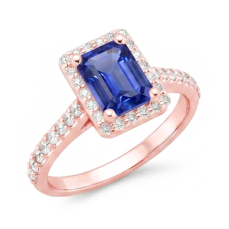 Bague Saphir Naturel 5.25 Carats - Or Rose 14K