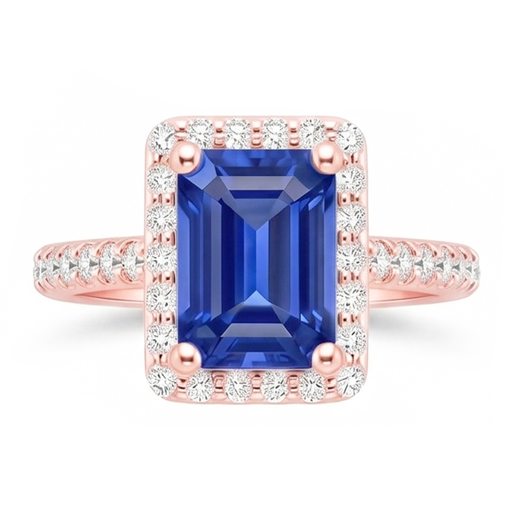 Bague Saphir Naturel 5.25 Carats - Or Rose 14K