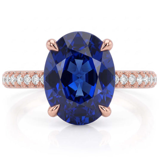Bague Saphir Naturel 5.50 Carats - Or Rose 14K