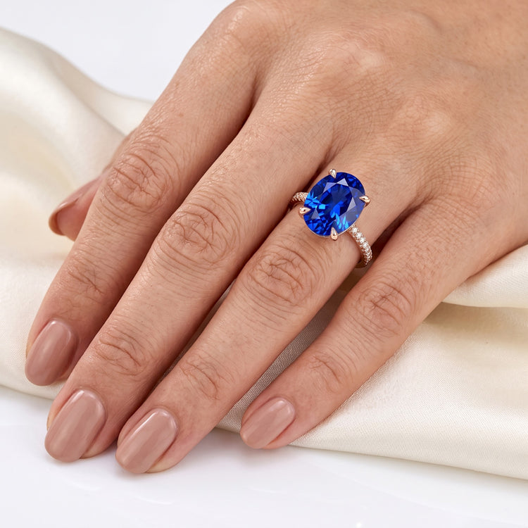 Bague Saphir Naturel 5.50 Carats - Or Rose 14K