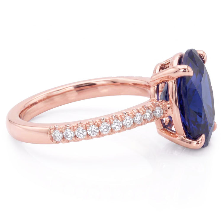 Bague Saphir Naturel 5.50 Carats - Or Rose 14K