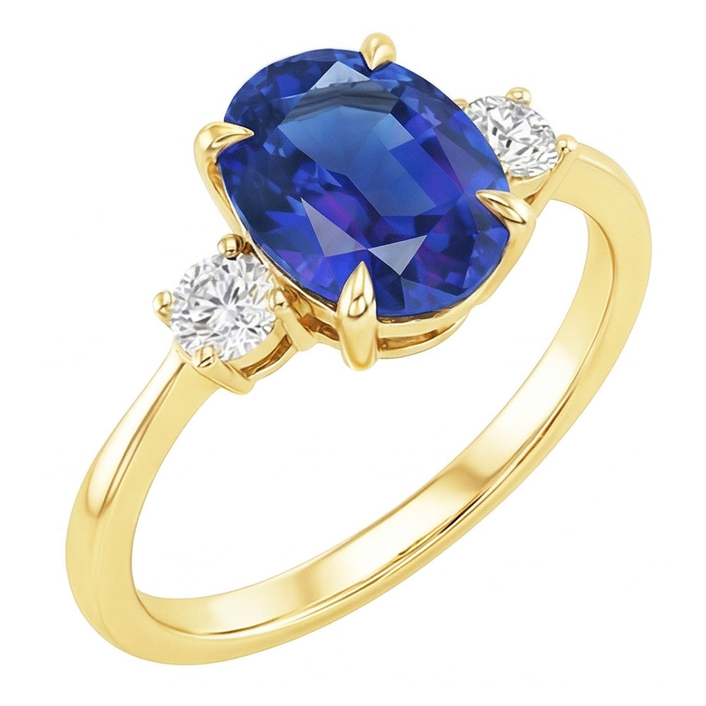 naturel round saphir 5.50carats bague angle de côté