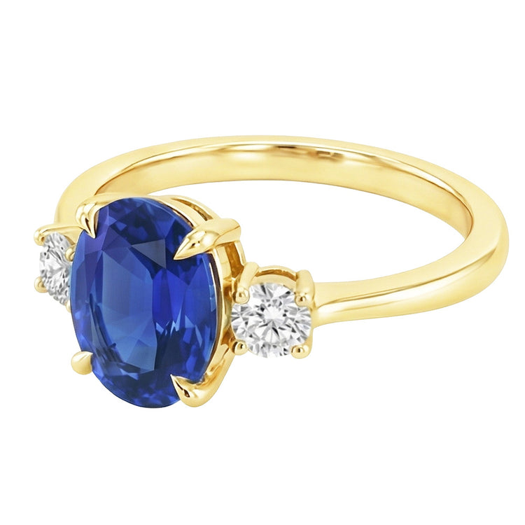 naturel round saphir 5.50carats bague vue de dessus