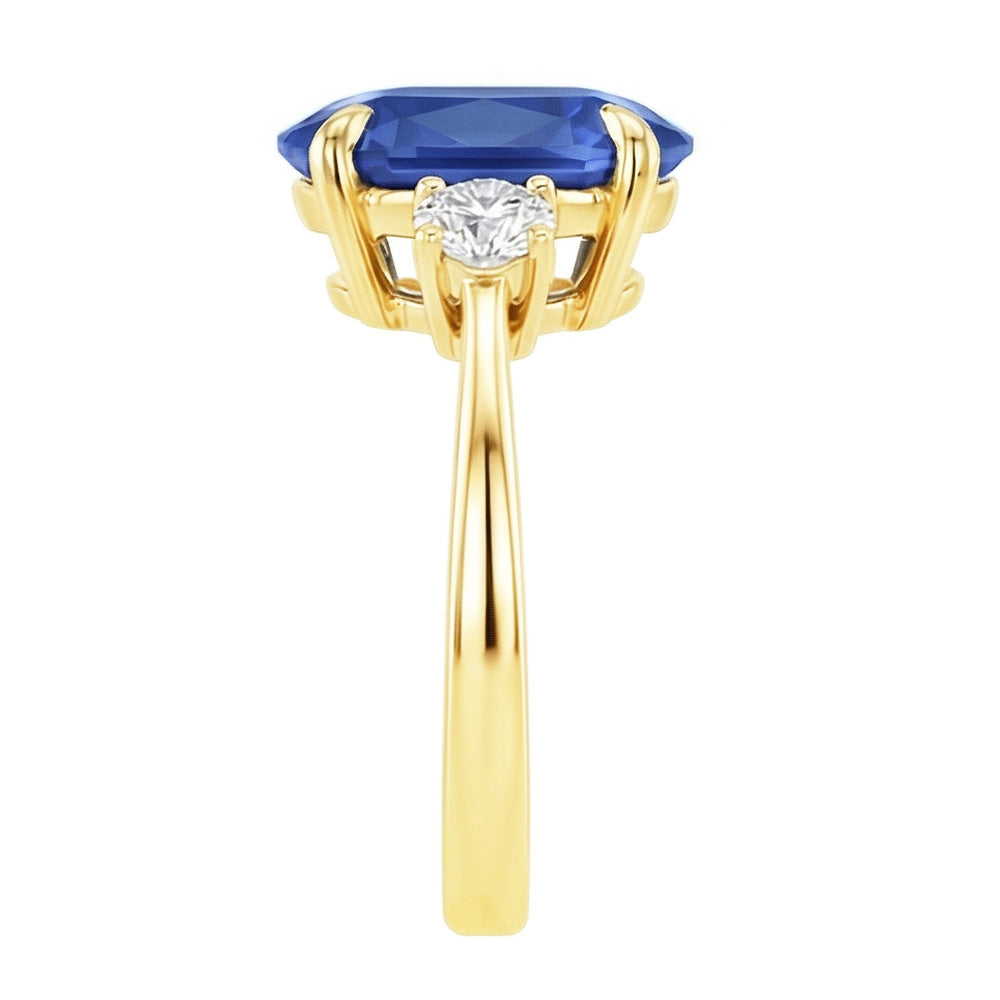 naturel round saphir 5.50carats bague vue de profil