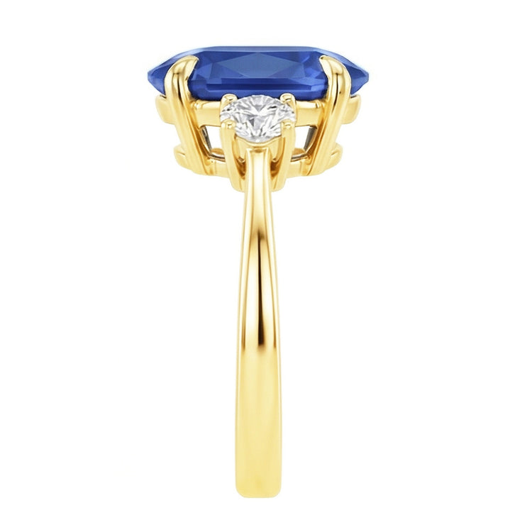 naturel round saphir 5.50carats bague vue de profil