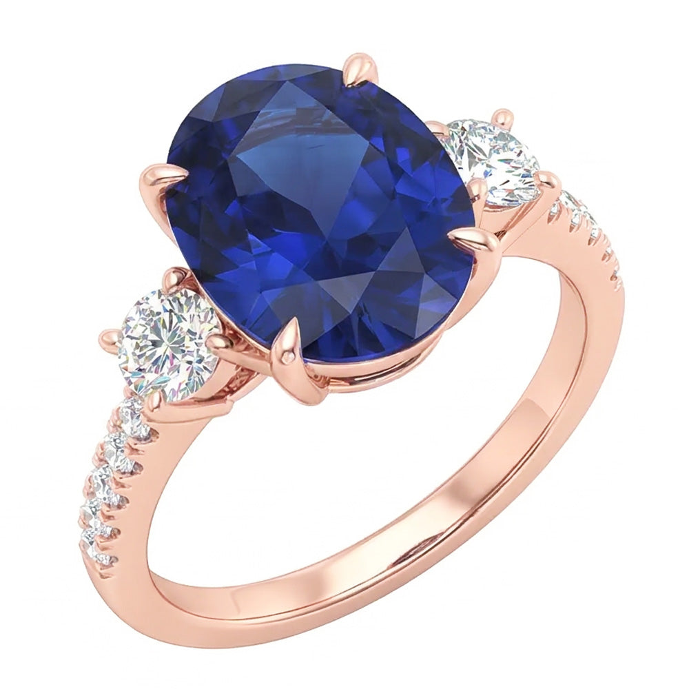 Bague Saphir Naturel 5 Carats - Or Rose 14K