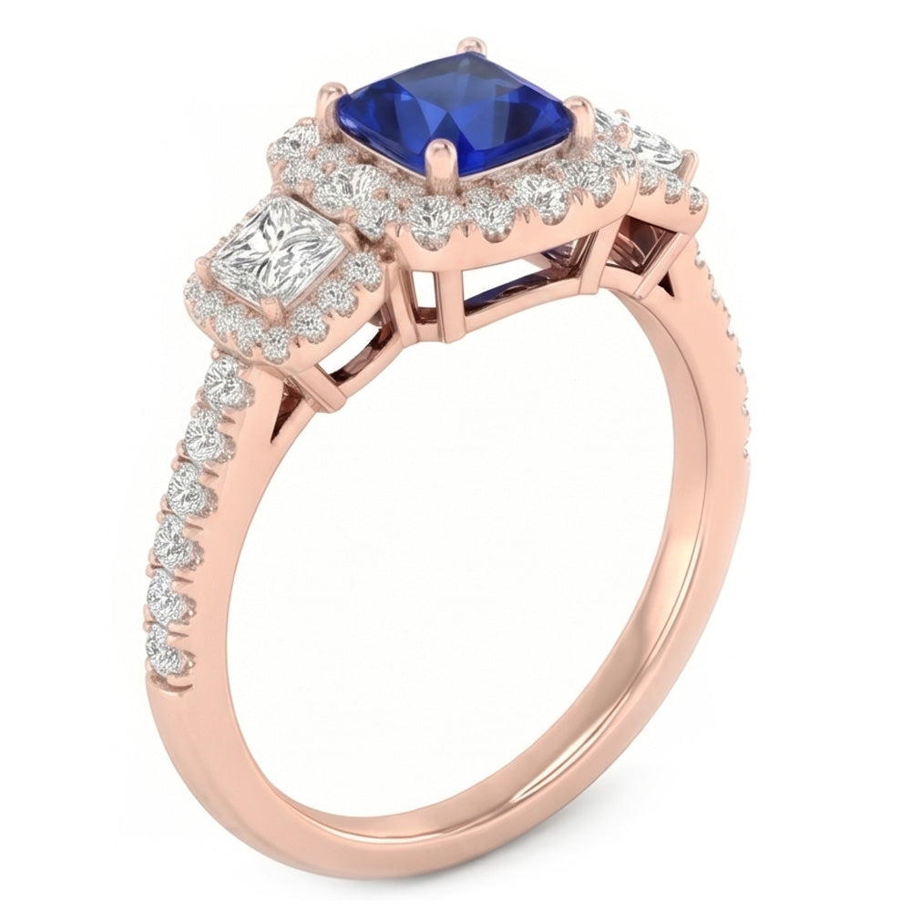 Bague Saphir Naturel 5 Carats - Or Rose 14K