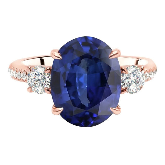 Bague Saphir Naturel 5 Carats - Or Rose 14K