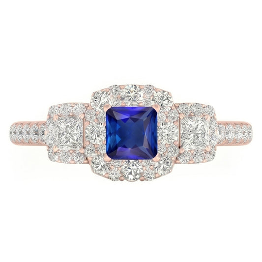 Bague Saphir Naturel 5 Carats - Or Rose 14K