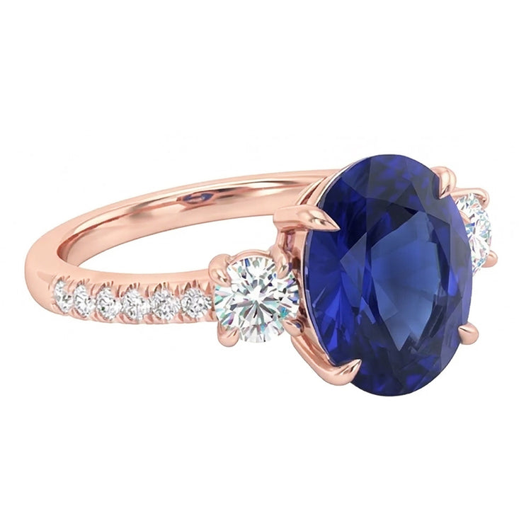 Bague Saphir Naturel 5 Carats - Or Rose 14K