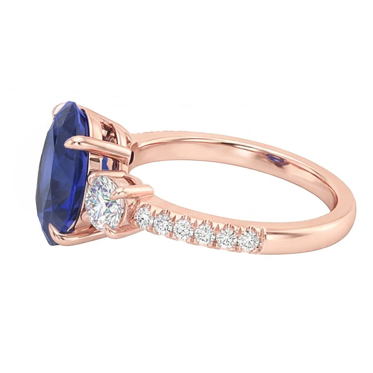 Bague Saphir Naturel 5 Carats - Or Rose 14K