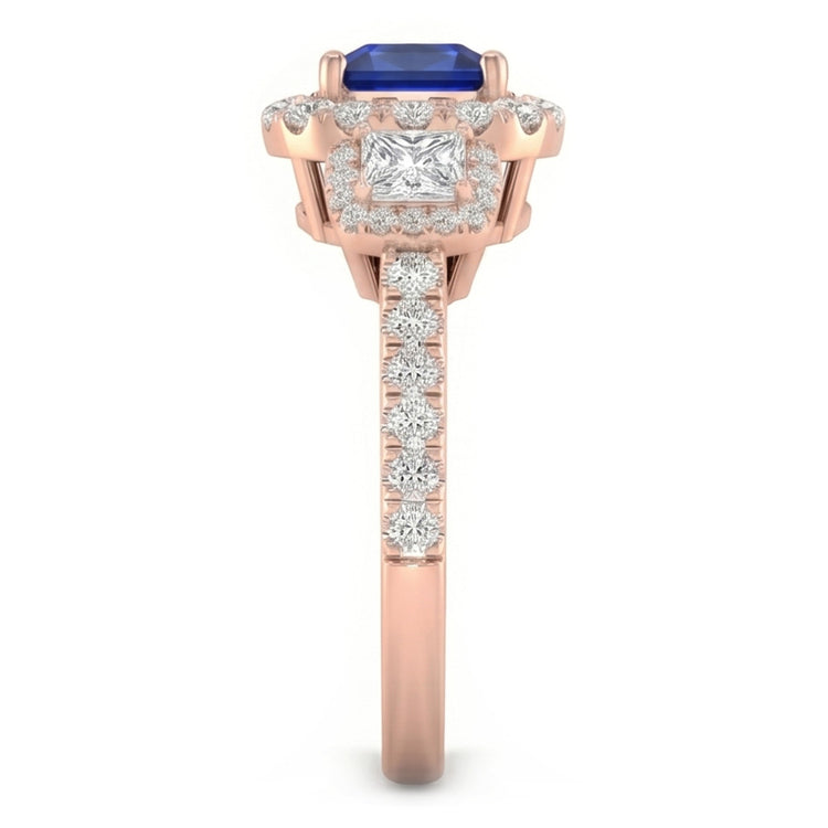 Bague Saphir Naturel 5 Carats - Or Rose 14K