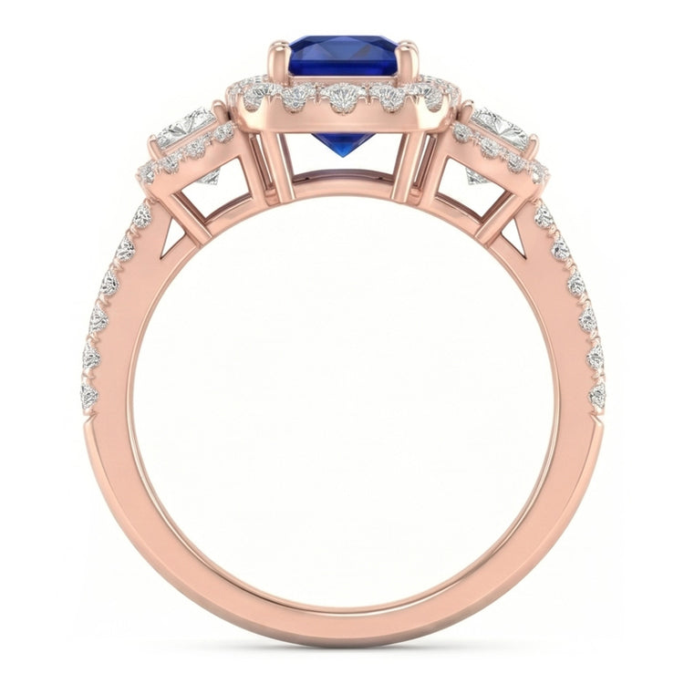 Bague Saphir Naturel 5 Carats - Or Rose 14K
