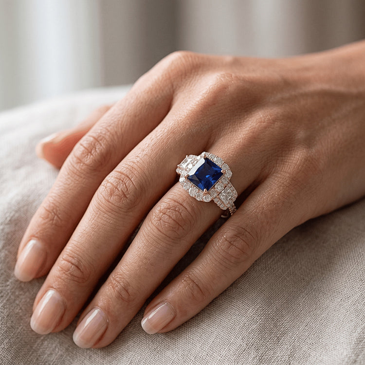 Bague Saphir Naturel 5 Carats - Or Rose 14K