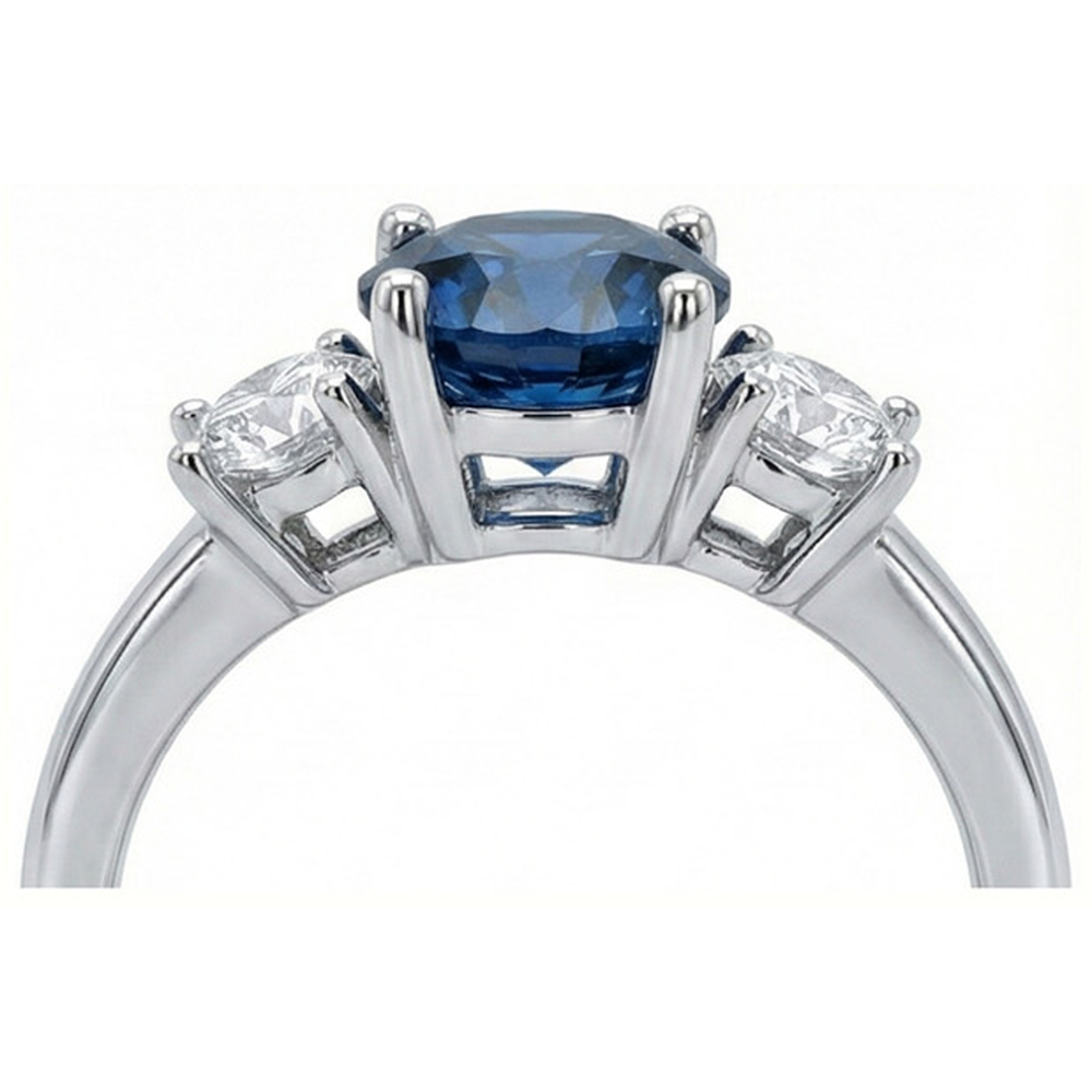 naturel round saphir 4carats bague sur blanc