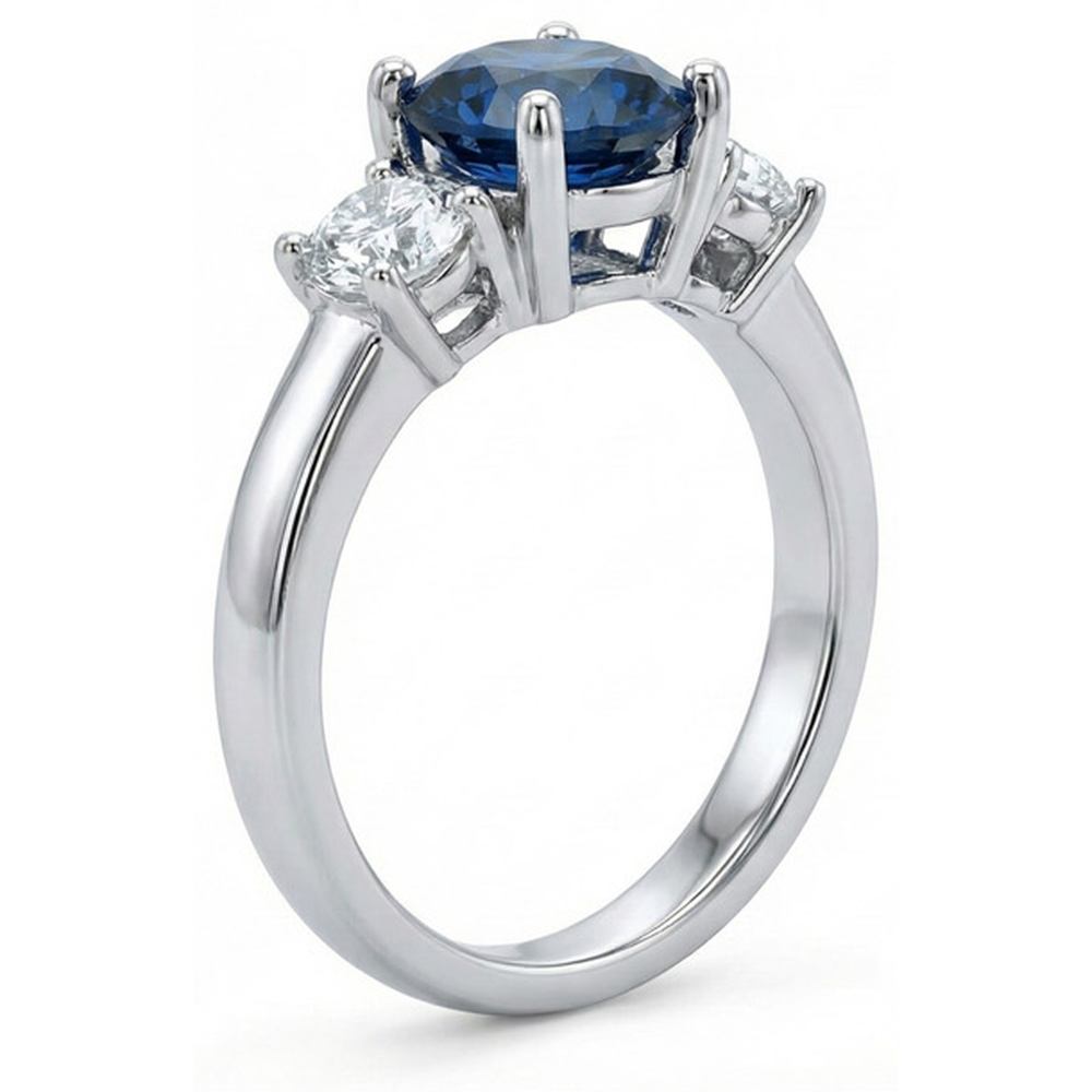 naturel round saphir 4carats bague vue de profil