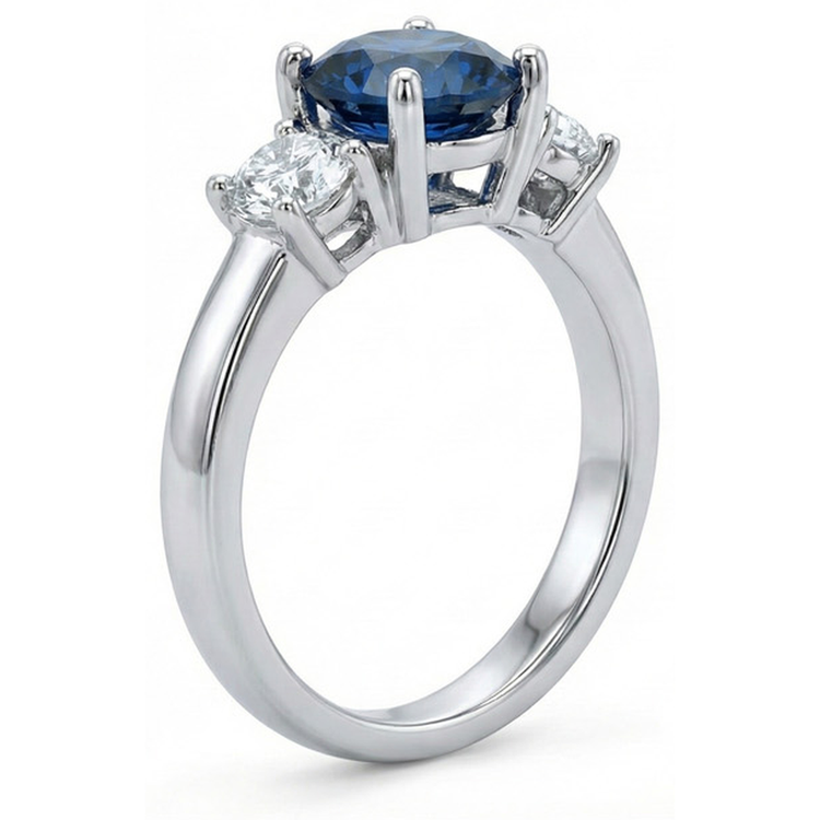 naturel round saphir 4carats bague vue de profil