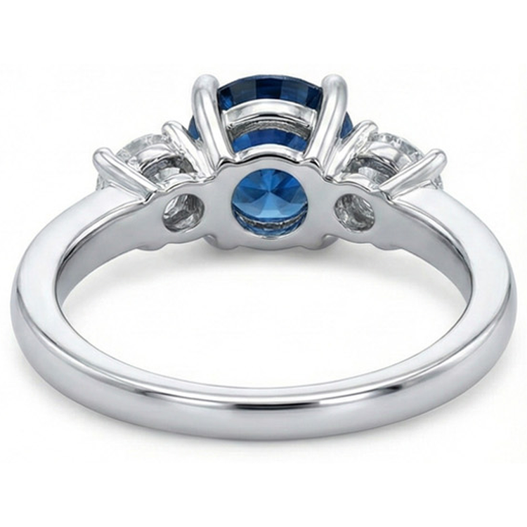 naturel round saphir 4carats bague avec accents diamants