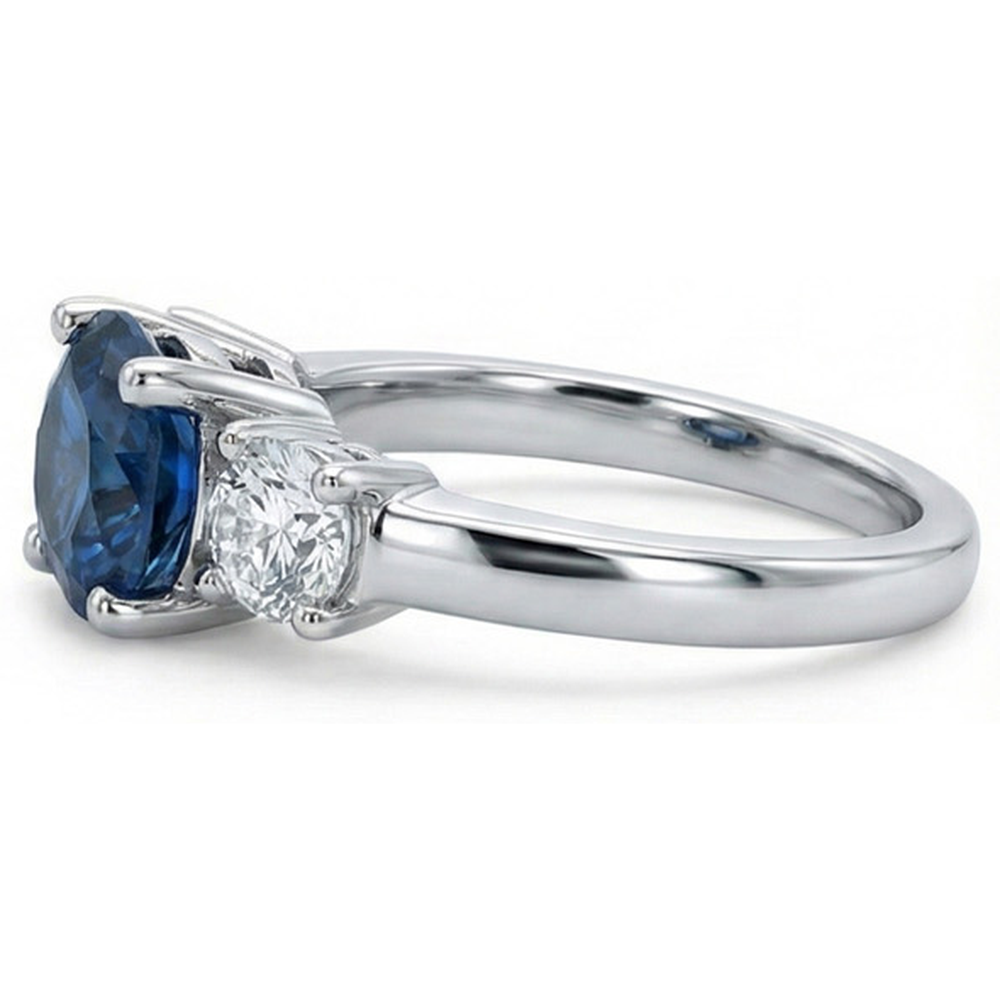 naturel round saphir 4carats bague vue de dessus