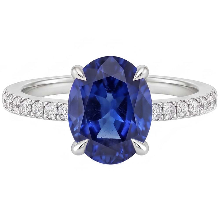 Bague Saphir Ovale Avec Diamants Ronds