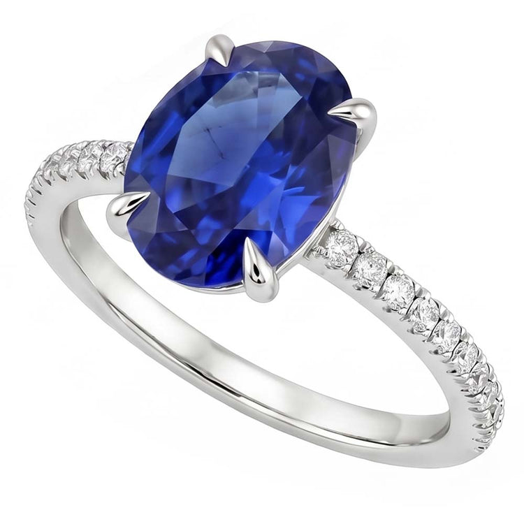 Bague Saphir Ovale Avec Diamants Ronds
