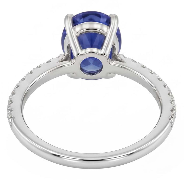 Bague Saphir Ovale Avec Diamants Ronds