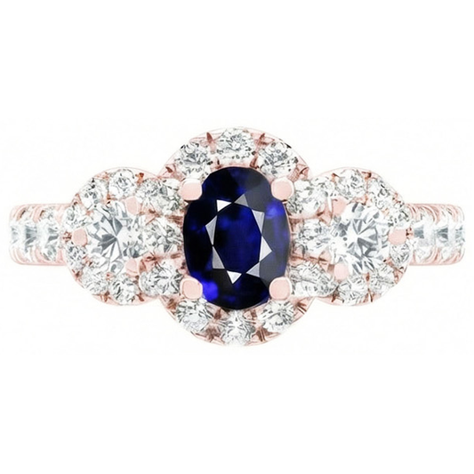 naturel oval saphir 5.50carats bague angle de côté