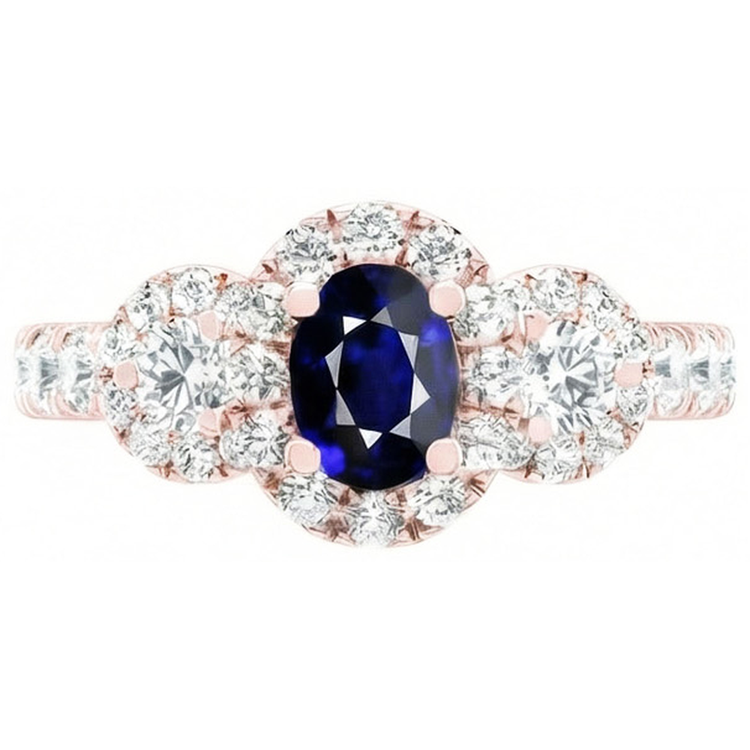 naturel oval saphir 5.50carats bague angle de côté