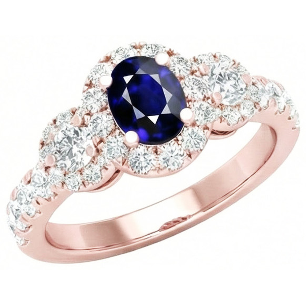 naturel oval saphir 5.50carats bague vue de face