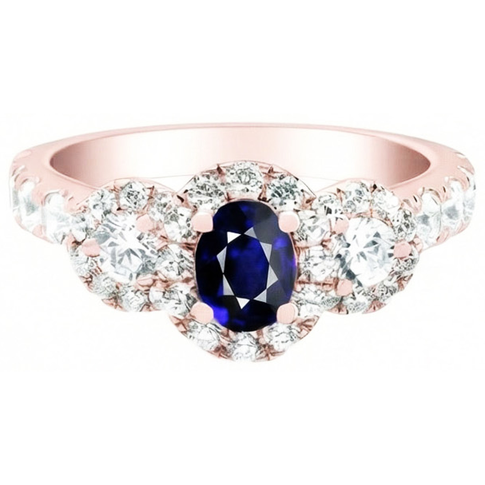 naturel oval saphir 5.50carats bague vue de dessus