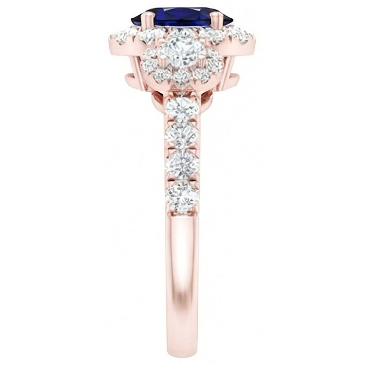naturel oval saphir 5.50carats bague détail rapproché