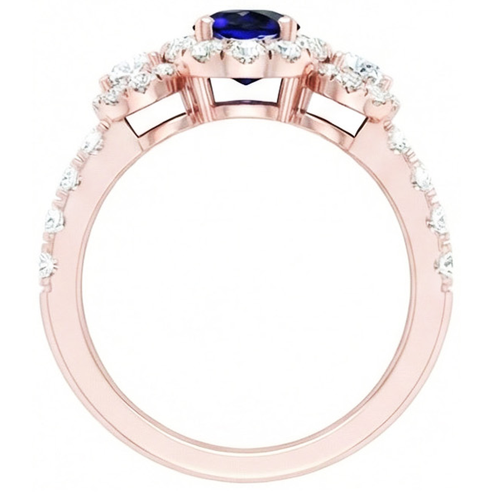 naturel oval saphir 5.50carats bague vue de profil
