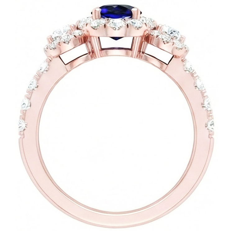 naturel oval saphir 5.50carats bague vue de profil