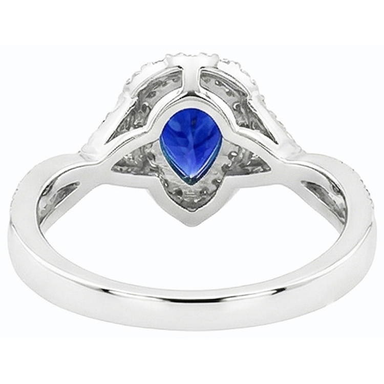 Bague Saphir Poire Halo Style Sri Lankais Torsadé 4.50 Carats