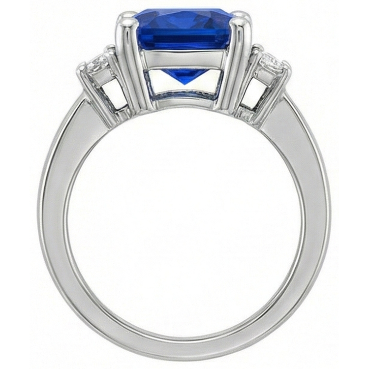 naturel radiant saphir 4carats bague vue de profil