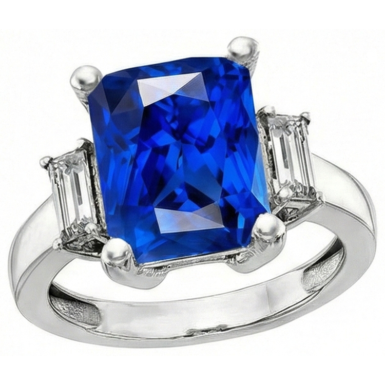 naturel radiant saphir 4carats bague détail rapproché