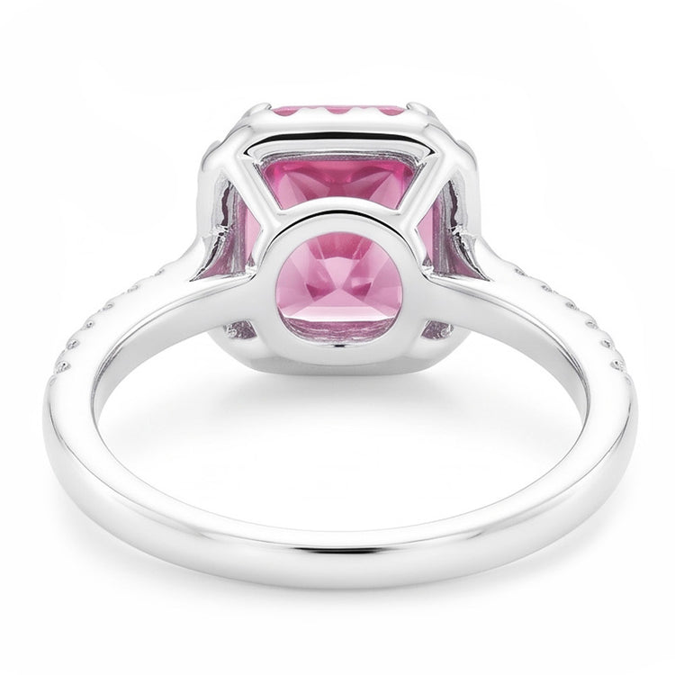 Bague Saphir Rose 2 Ct Et Diamant Naturels Extraits des Mines ( et non cultivés en laboratoire ) Or Blanc 14K