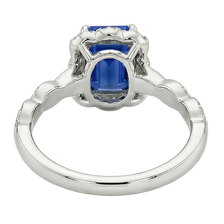 Bague Saphir Solitaire Émeraude Avec Accents Style Fleur 3 Carats