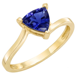 Bague Saphir Solitaire Trillion 1.50 Carats Style Bypass Or Jaune
