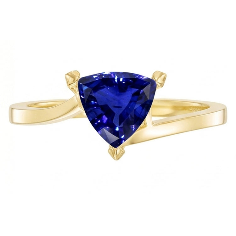 Bague Saphir Solitaire Trillion 1.50 Carats Style Bypass Or Jaune