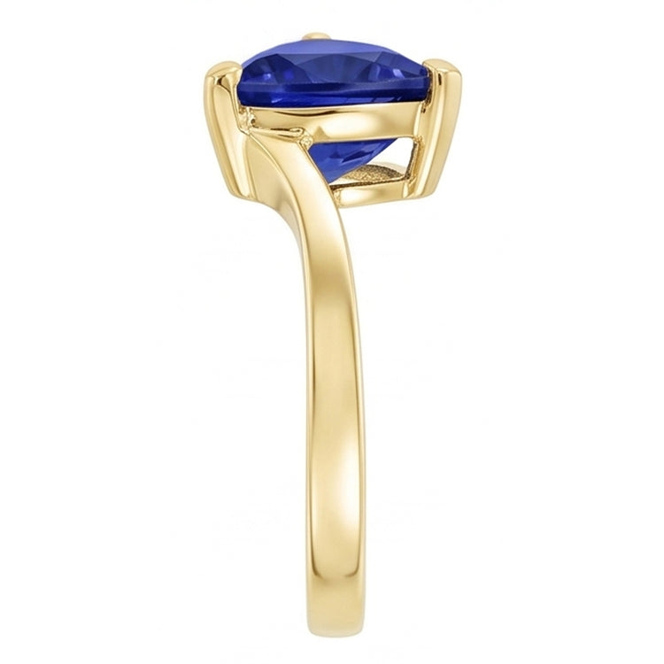 Bague Saphir Solitaire Trillion 1.50 Carats Style Bypass Or Jaune