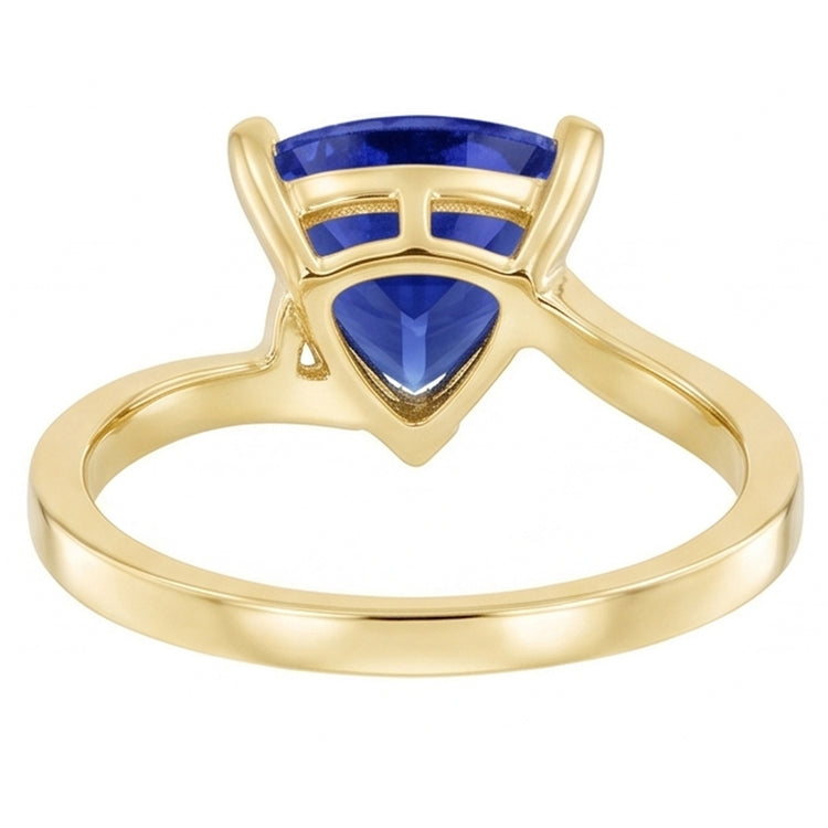 Bague Saphir Solitaire Trillion 1.50 Carats Style Bypass Or Jaune