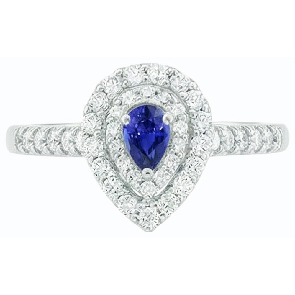naturel pear diamant 3carats bague sur blanc