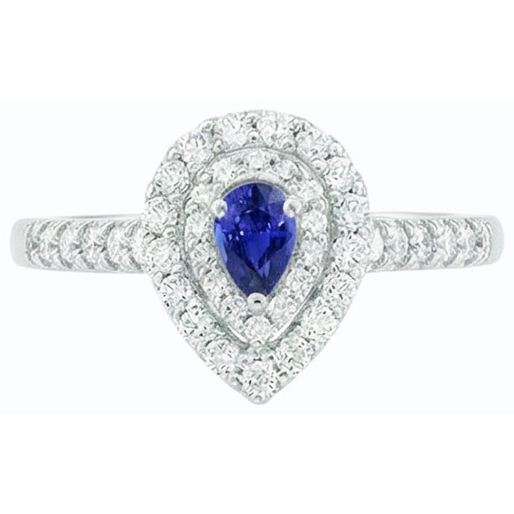 naturel pear diamant 3carats bague sur blanc